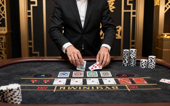 Live Baccarat Tisch mit elegantem Design und goldenen Premium-Akzenten