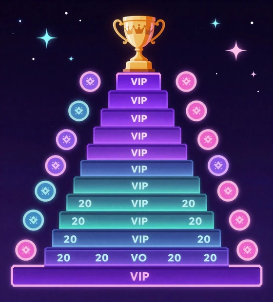 XON Casino 20-Level-Treueprogramm mit Achievement-Ketten und VIP-Aufstieg im Cyberpunk-Design