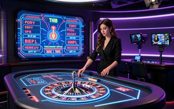 XON Casino Live Casino Roulette mit professionellem Dealer und Neon-Ambiente